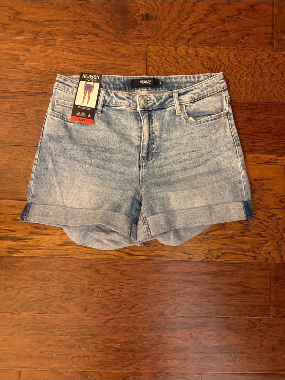 Hudson Jeans Light Wash Rolled Hem Denim Shorts